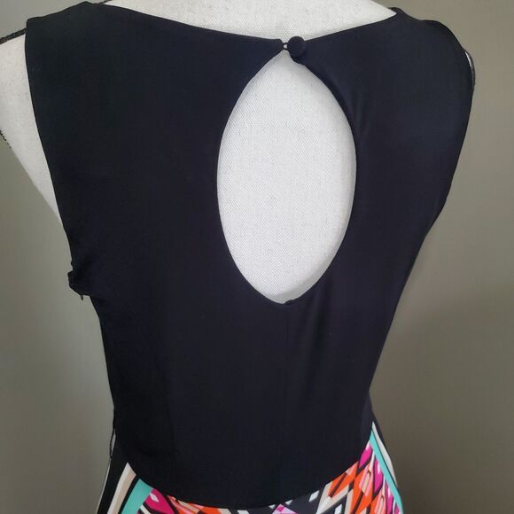 Eliza J Maxi Dress Women's Size 8 Sleeveless Scarf Geometric Print Flowy READ - Picture 6 of 15